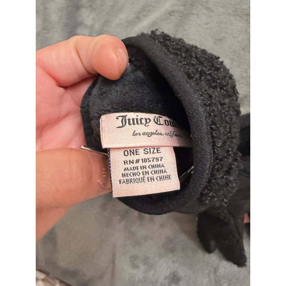 Juicy Couture Sherpa Tech Gloves Womens One Size Black NEW Faux Shearling Gold - Picture 3 of 3